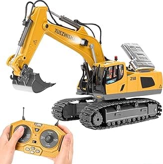 - Remote Control Excavator Toys for Boys Turns 680-degree 2 Batteries Metal Shovel Lights/Sounds Construction Toys Birthday Gifts Boy Toys for 3 4 5 6 7 8 Years Old