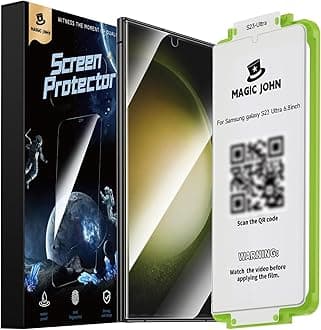 MAGIC JOHN 2 Pack Screen Protector for Samsung Galaxy S23 Ultra - Ceramic Film, Fingerprint ID Compatible, Easy Installation, Shock-Resistant, 3D Curved, Bubble Free