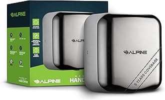 Alpine IndustriesHemlock Automatic Hand Dryer - Heavy Duty Stainless Steel | 1800Watts | 110-120Volts (Chrome)