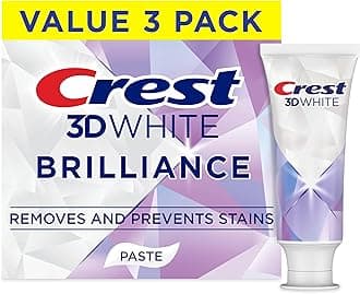 3D White Brilliance Bright Mint Teeth Whitening Toothpaste, 4.3 oz Pack of 3, 100% More Surface Stain Removal, 24 Hour Active Stain Prevention, Whiter Teeth in 3 Days