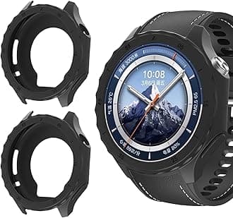 GIOPUEY Case Compatible with OnePlus Watch 3, [2 PACK] Soft TPU Silicone Protective Case Cover, Shock Resistant - Black