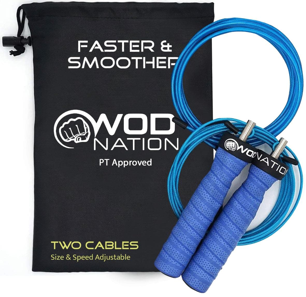 Attack Speed Jump Rope : Adjustable Jumping Ropes : Unique Two Cable Skipping Workout System : One Thick and One Light 11 Foot Cable : Perfect for Double Unders : Men and Women