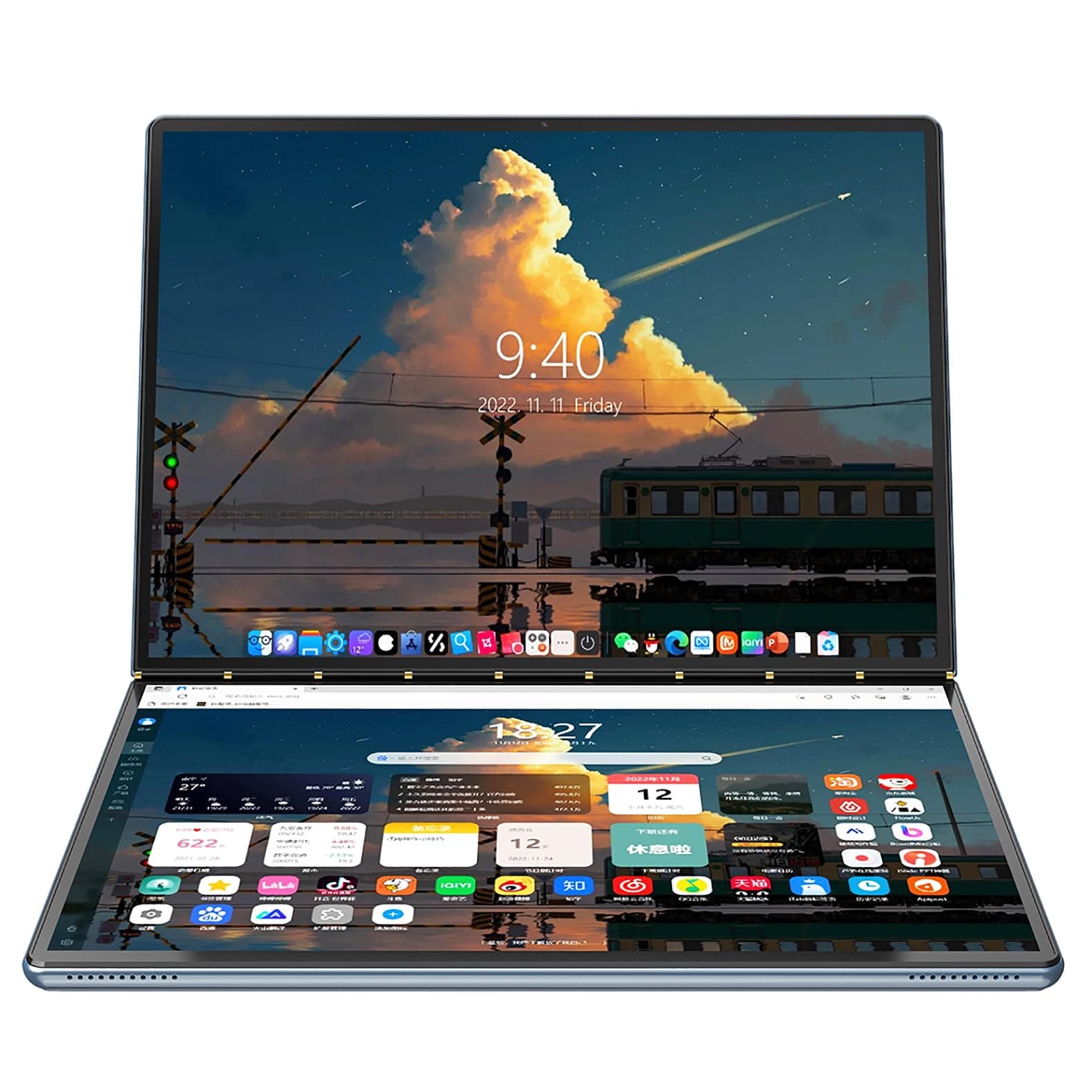 2-in-1 10.95" 2.5K Dual Screen Touch Laptop CPU Core i3-1215U Win 11 Home 32GB RAM 1TB SSD (Orange)