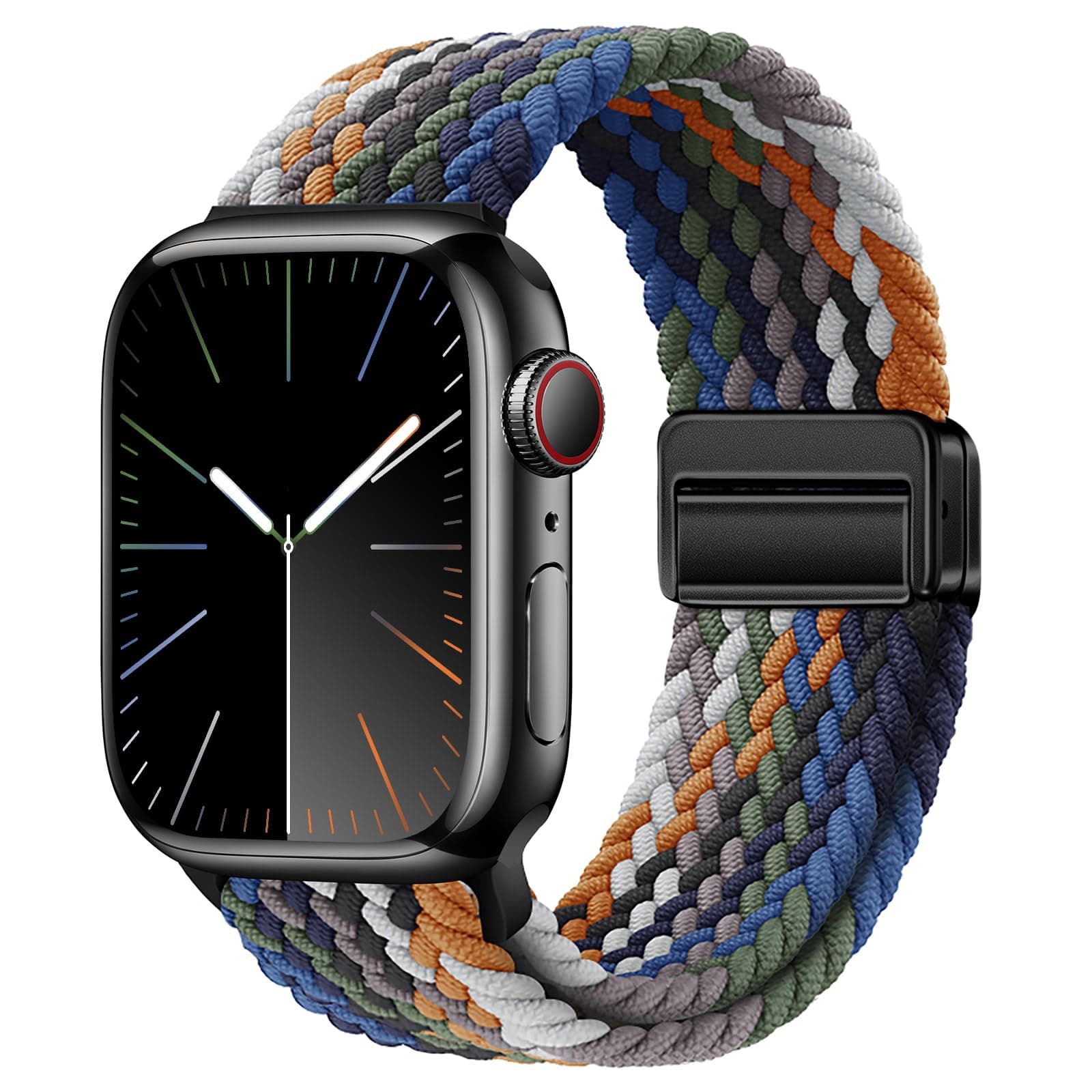 Compatible with Apple Watch Strap 49mm 46mm 45mm 44mm, Elasticated Magnetic Nylon Strap Band for IWatch Series 10/9/8/7/6/5/4/SE/SE 2/Ultra 3/2 Men Camo