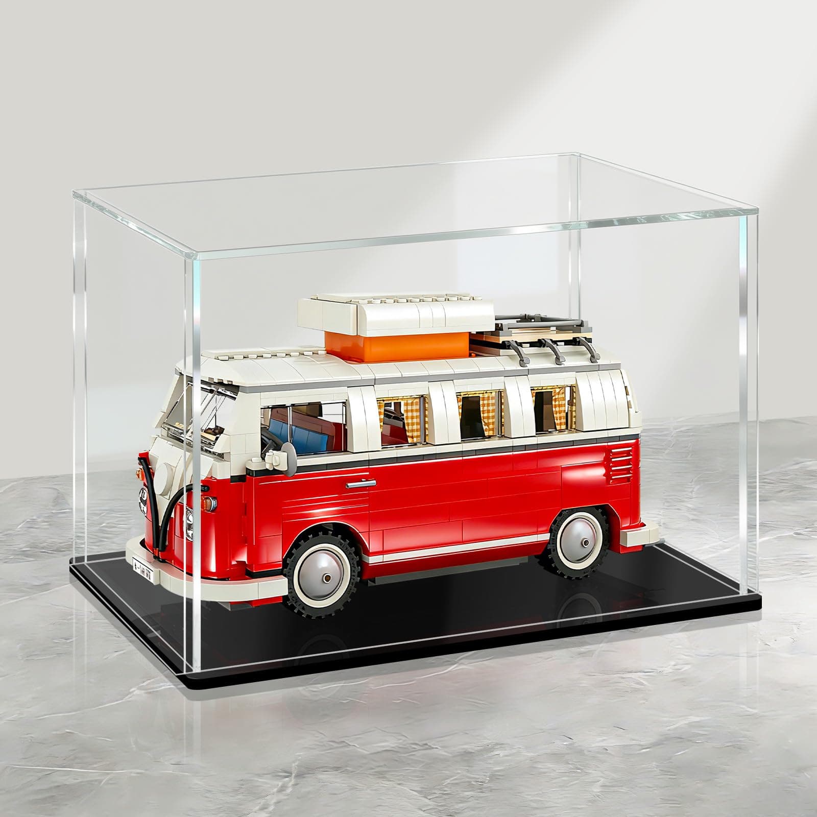 LANSCOERY Clear Acrylic Display Case, Assemble Cube Display Box Stand with Black Base, Dustproof Protection Showcase for Collectibles Memorabilia Figurines (8x12x8inch; 20 * 30.5 * 20cm)