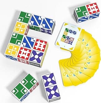 Family Matching Game for Kids & Adults, Block Puzzle Board Games for Boys & Girls Ages 6-8 8-12, 2 Player Card Puzzles for Children 6+ Year Olds