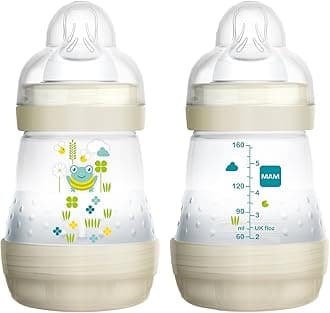 MAM Baby Bottles for Breastfed Babies, MAM Baby Bottles Anti Colic, White, 2 Count