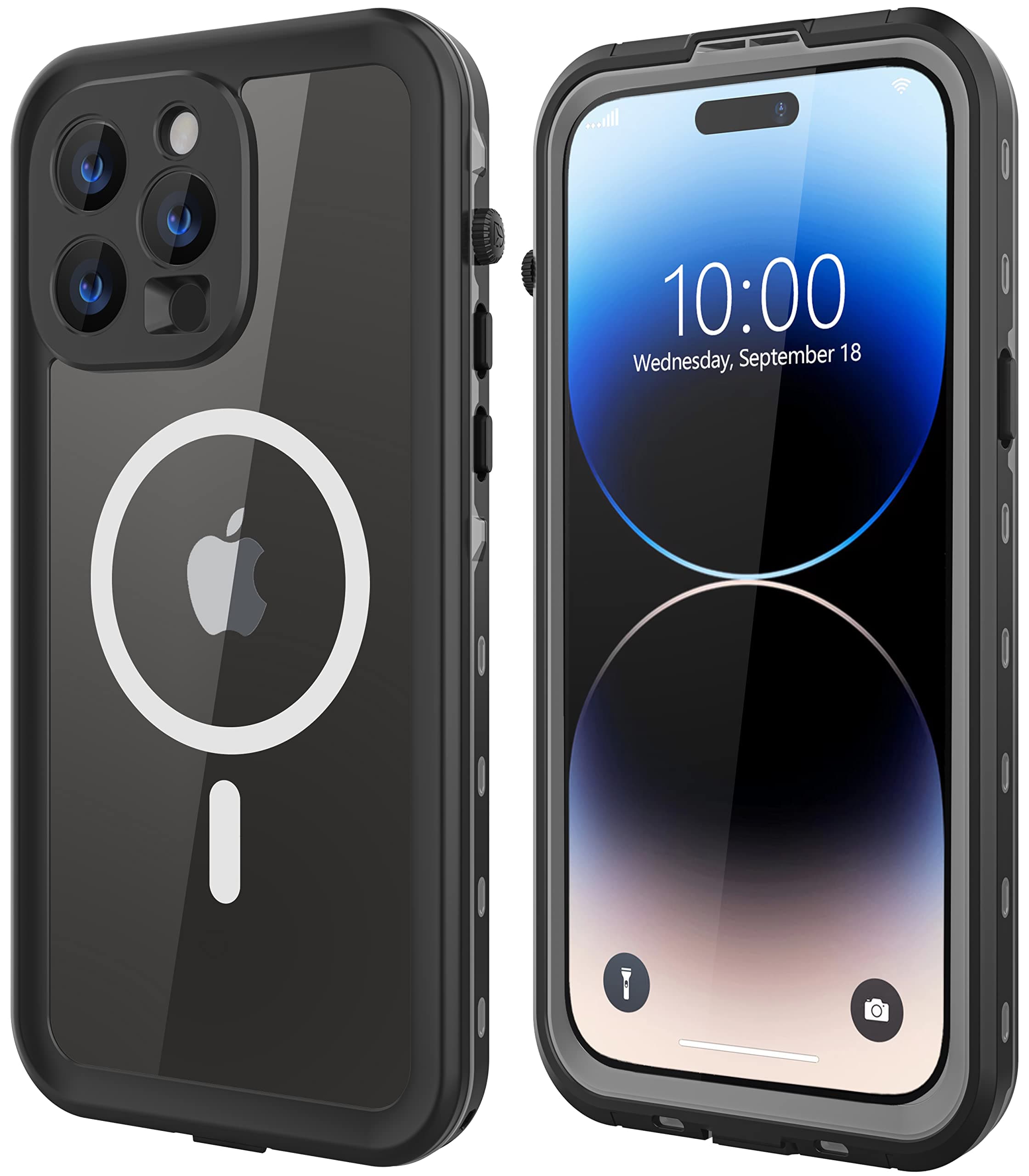 GuirbleDesign for iPhone 14 Pro Waterproof Case, Shockproof Dustproof Phone Case for iPhone 14 Pro with Screen Protector, Full Body Protective Case for iPhone 14 Pro Cover 6.1'' (Black/Gray)