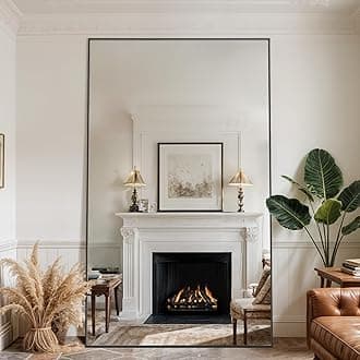 Antok Full Length Mirror, 44"x88" Oversized Floor Mirror with Stand for Bedroom, Living Room Cloakroom, Black, Rect Style