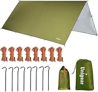 Hammock Rain Fly, 16.5/14.4/13.1/9.8ft Camping Tarp, UV Protection & Waterproof & Lightweight for Camping, Backpacking and Outdoor Adventure (Green, 14.4 * 14.4ft)