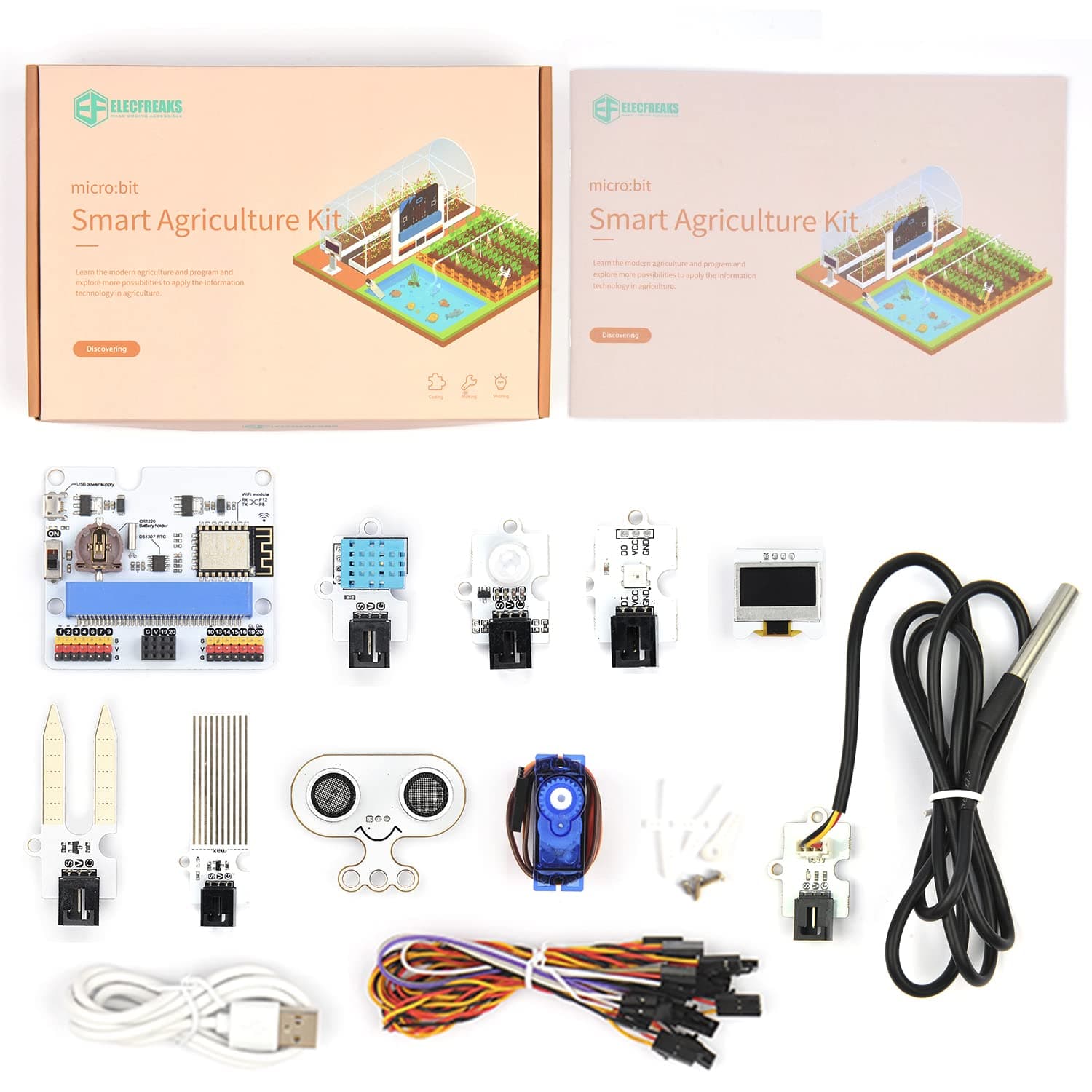EF ELECFREAKS microbit Smart Agriculture Kit Micro:bit Sensor Starter Kit Octopus Series Sensor, DIY Programming STEM kit with Basic Coding Electronics Modules and Wiki Tutorial(Without Micro:bit)
