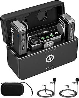 Hollyland Lark Max Wireless Microphone System with 2 Lavalier Mics and Charge Case, Professional ENC, Studio Quality Audio, Internal Recording, Compatible with DSLR Camera, iPhone, Android, PC, Black