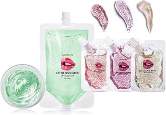 Petansy Lip Gloss Base 100ml Aloe Vera Moisturizing Lip Base + 3 Pack 20ml Pearly Sequins Lip Gloss Base for DIY Handmade Lip Balms