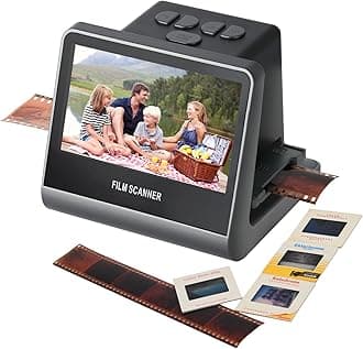 22MP Film and Slide Scanner with 5” LCD Screen, Convert Color & B&W Negatives & Slides 35mm, 126, 110 Film to High Resolution JPEG Digital Photos