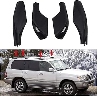 ITrims for Toyota Land Cruiser LC100 FJ100 1998-2002 Car Accessories Exterior Roof Rack Rail End Cover Shell Cap Replacement 4PCS Front Rear Black