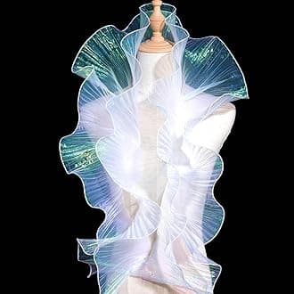 OIIKI Ruffled Lace Trims 5 Yards, Pleated Organza Ruffle Lace Border for Sewing Dress Bag Costume Decoration Trimming Craft White