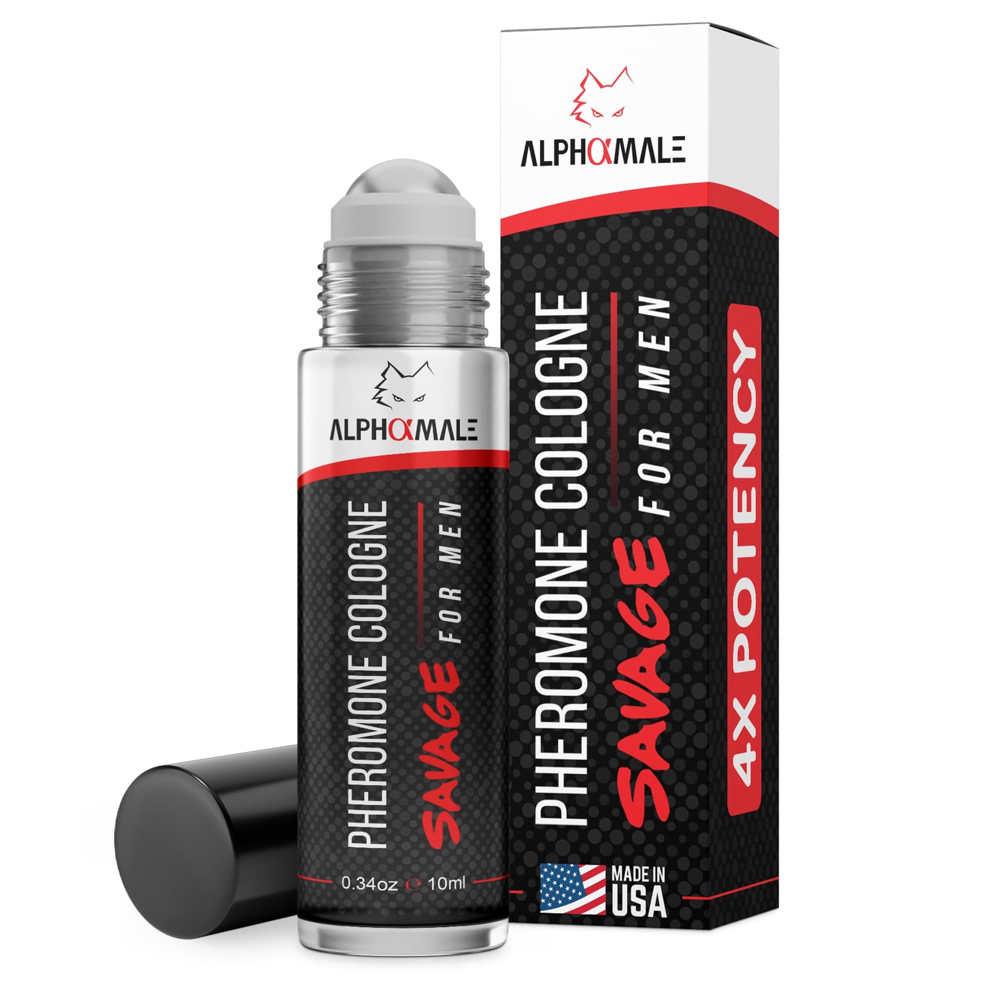 AlphaMale Pheromone Cologne for Men Savage - Subtle, Powerful & Long Lasting Roll On Pheromones Perfumes for Men - Best Men's Pheromone Perfume to Attract Women - 10 ml (0.34 oz)