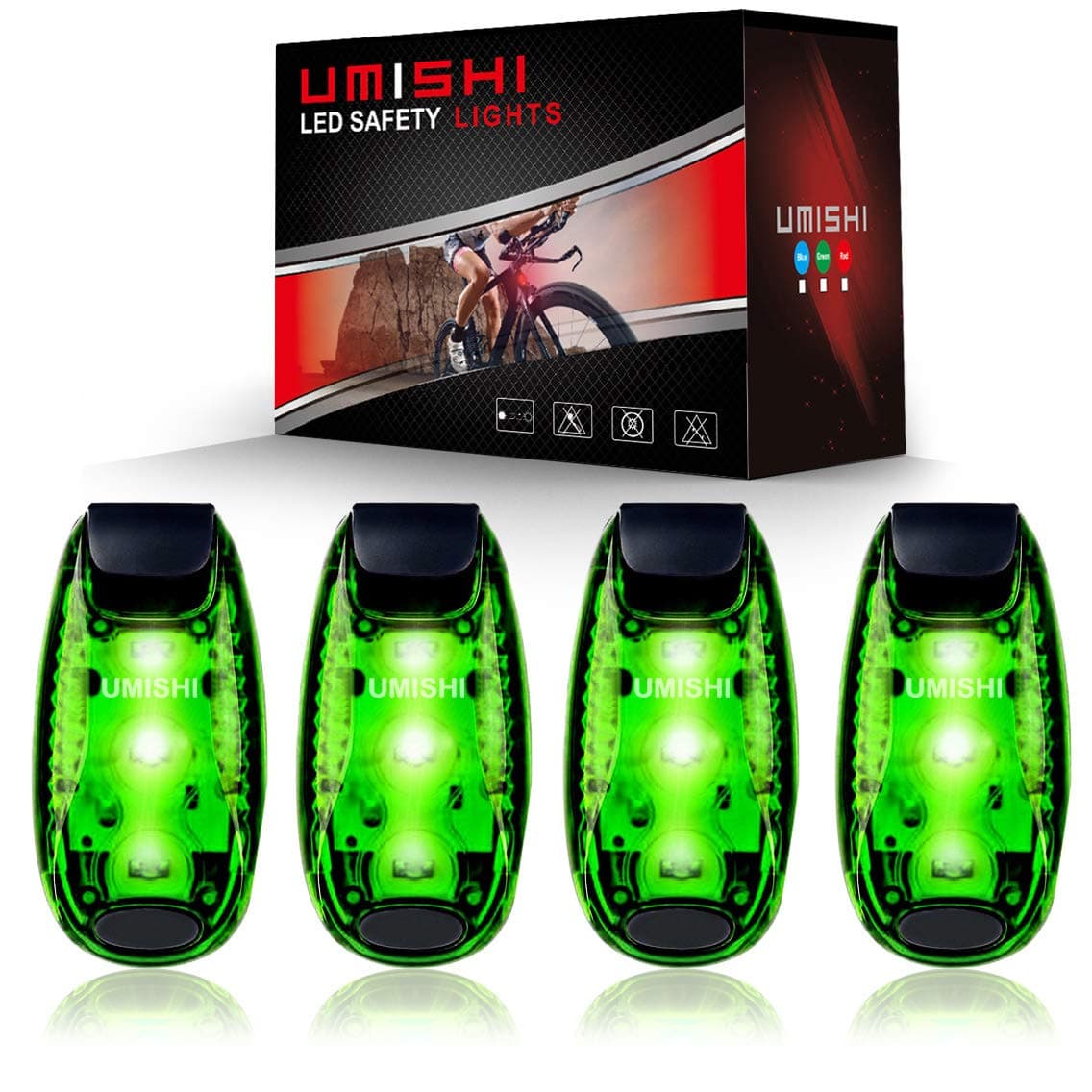4-Pack LED Safety Light Strobe Lights for Daytime Running Walking Bicycle Bike Kids Child Woman Dog Pet Runner Best Flashing Warning Clip on Small Reflective Set Flash Walk Night High Visibility