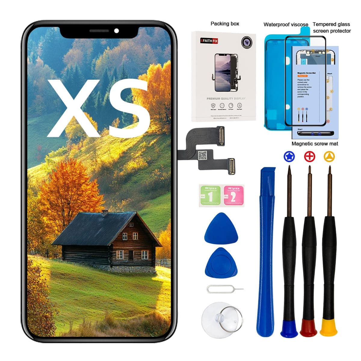 EFAITHFIX for iPhone XS LCD Screen Replacement Black (5.8'')