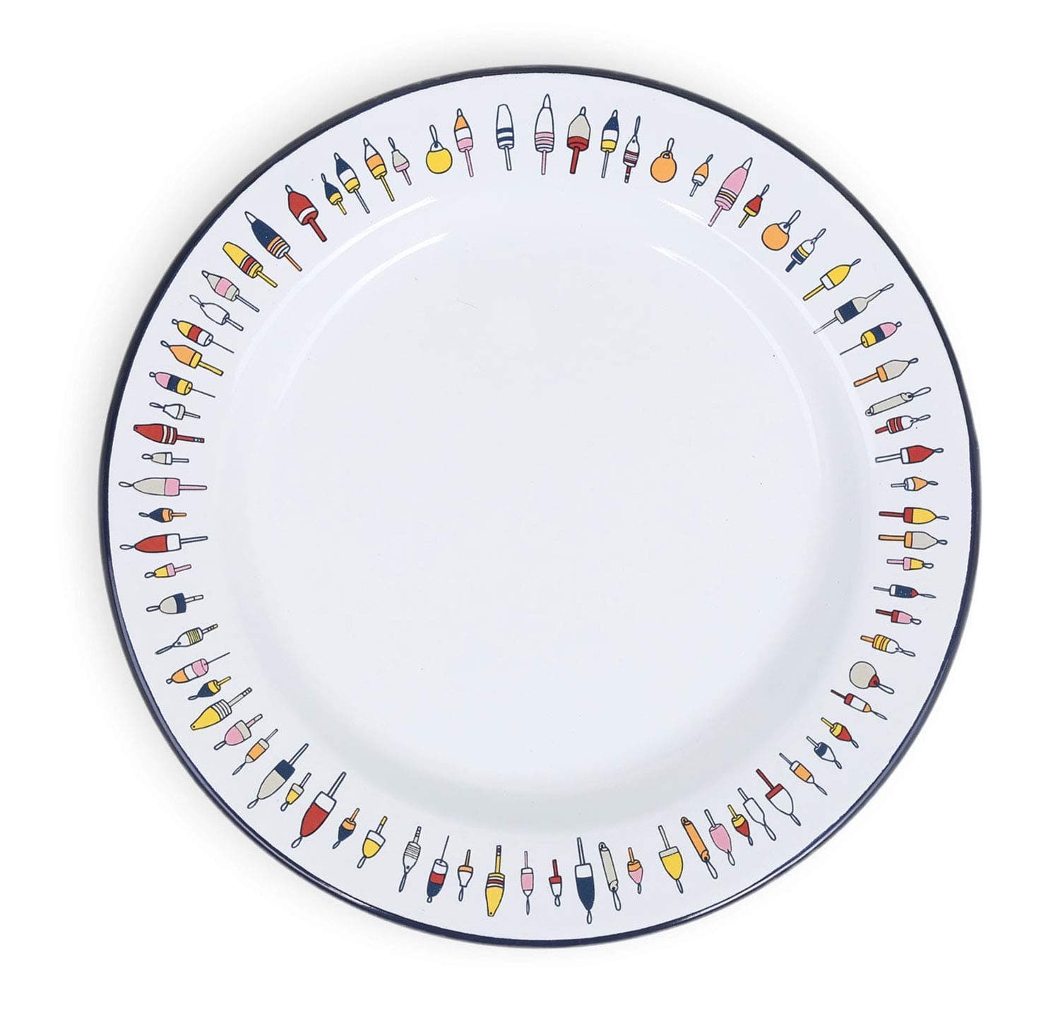 Fishs Eddy x Crow Canyon Enamelware Flat Salad/Serving Plate - 8 inch White