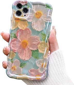 Cute Case for iPhone 11 Pro Max, Colorful Retro Oil Painting Printed Flowers Case, Girly Aesthetic Floral Pattern Soft TPU Shockproof Protective Cover for Girls Women