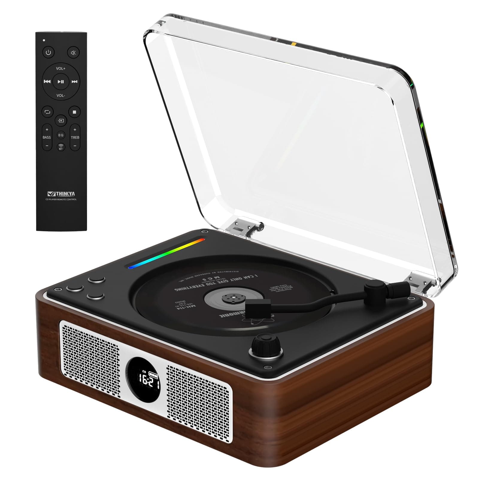 CD Player Portable, Retro Portable CD Player with Bluetooth Dual Stereo Speakers, 2600mAh Rechargeable CD Player Bluetooth for Home with Remote Control,Support USB/AUX,Headphone Jack,Optical Brown