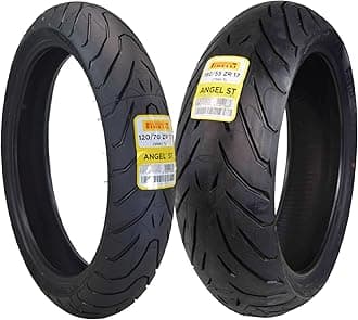Angel ST 120/70ZR17 (58W) Front & 180/55ZR17 (73W) Rear Motorcycle Tires – High-Performance Sport Touring Tire for Enhanced Grip, Durability & Stability – Fits Sport & Touring Bikes