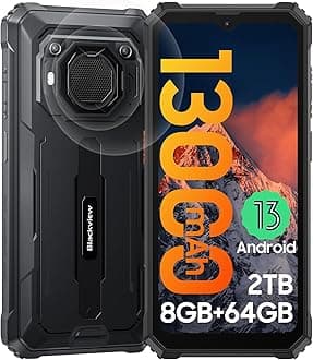 Rugged Smartphone Unlocked, 2023 BV6200 Rugged Phones, 13000mAh Battery 18W Fast Charge, Android 13, 8GB+64GB/2TB Expand, Waterproof Mobile Phones, Three Card Slots, 6.56" Display, T-Mobile
