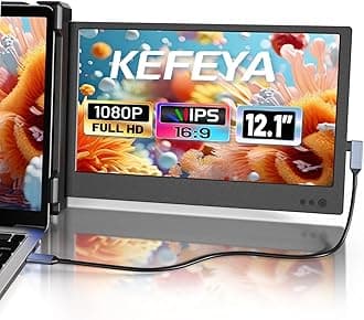 KEFEYA 12.1" FHD 1080P IPS Portable Dual Monitor, Compatible with Windows, Chrome & Mac, Fits 13-16 Inch Laptops