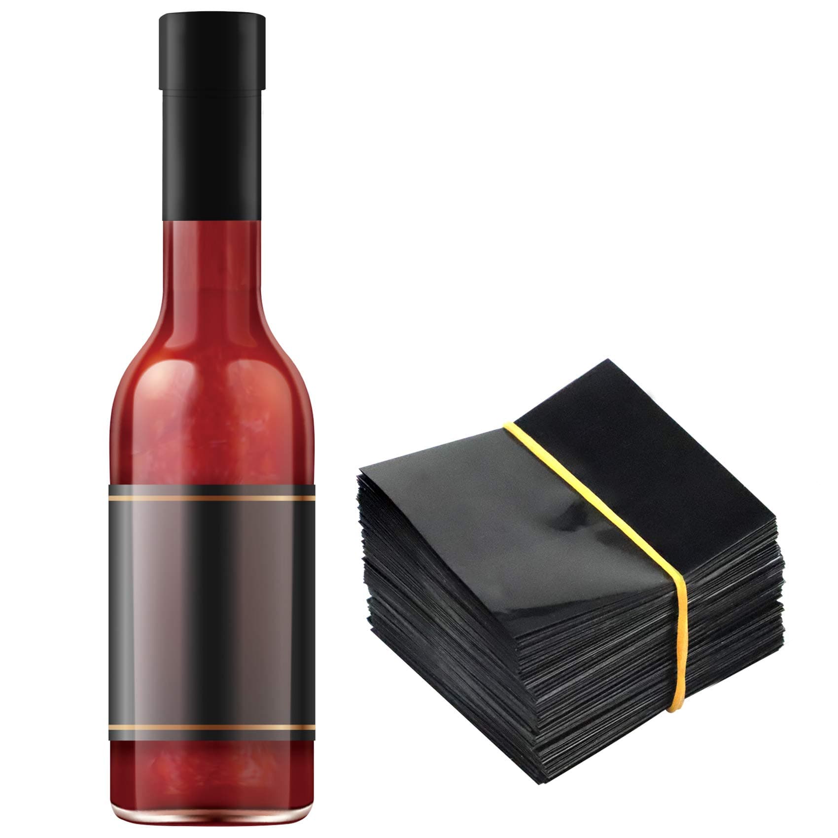 Black Shrink Bands, 65x60 mm 200 Pieces Heat Shrink Wrap Sealer for Bottles [Compatible Diameter Range: 1 1/4” – 1 1/2”]