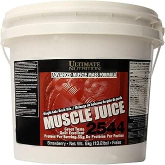 Ultimate NutritionMuscle Juice, Weight Gain Drink Mix - Mass Gainer Workout Powder for Men & Women - Supplement for Lean Muscle Growth & Immune Support with 55g Protein - Strawberry, 13.2lb