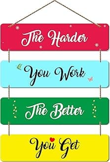 Artvibes The Harder You Work Quote Wooden Wall Hanger for Home Decor| Office | Gift | Bedroom | Living Room | Decorative Item for Home | Wall Hangings for Home Decoration (WH_5108NN)
