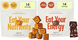 GEM Daily Superfood and Energy Support for Women & Men, Natural Whole Foods with Essential 20+ Whole-Food Vitamins, Minerals, superfoods, prebiotics, Clean Energy Variety Pack, 28 Servings