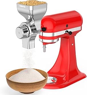 All Metal Grain Mill Attachment for KitchenAid Stand Mixer,12 Fineness Setting From Coarse to Fine for Non-Oily Dry Grain Wheat,Oats,Rice,Corn,Barley,Buckwheat,Millet and Other Cereals