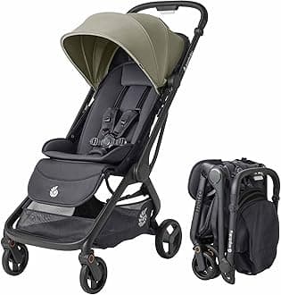 Ergobaby Metro 3 All in One Compact Baby Stroller - Foldable, Lightweight Travel Stroller - Easy One-Hand Fold for Overhead Airplane Storage (Carries up to 50 lbs) - Car Seat Compatible - Soft Olive