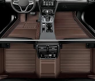 Custom Luxury Car Floor Mats Suitable for All Sedans, Sports Cars,SUV, Business Vehicles, Trucks, Waterproof and Anti Slip Fully Covered Leather Floor Mats (Dark Brown-3D)