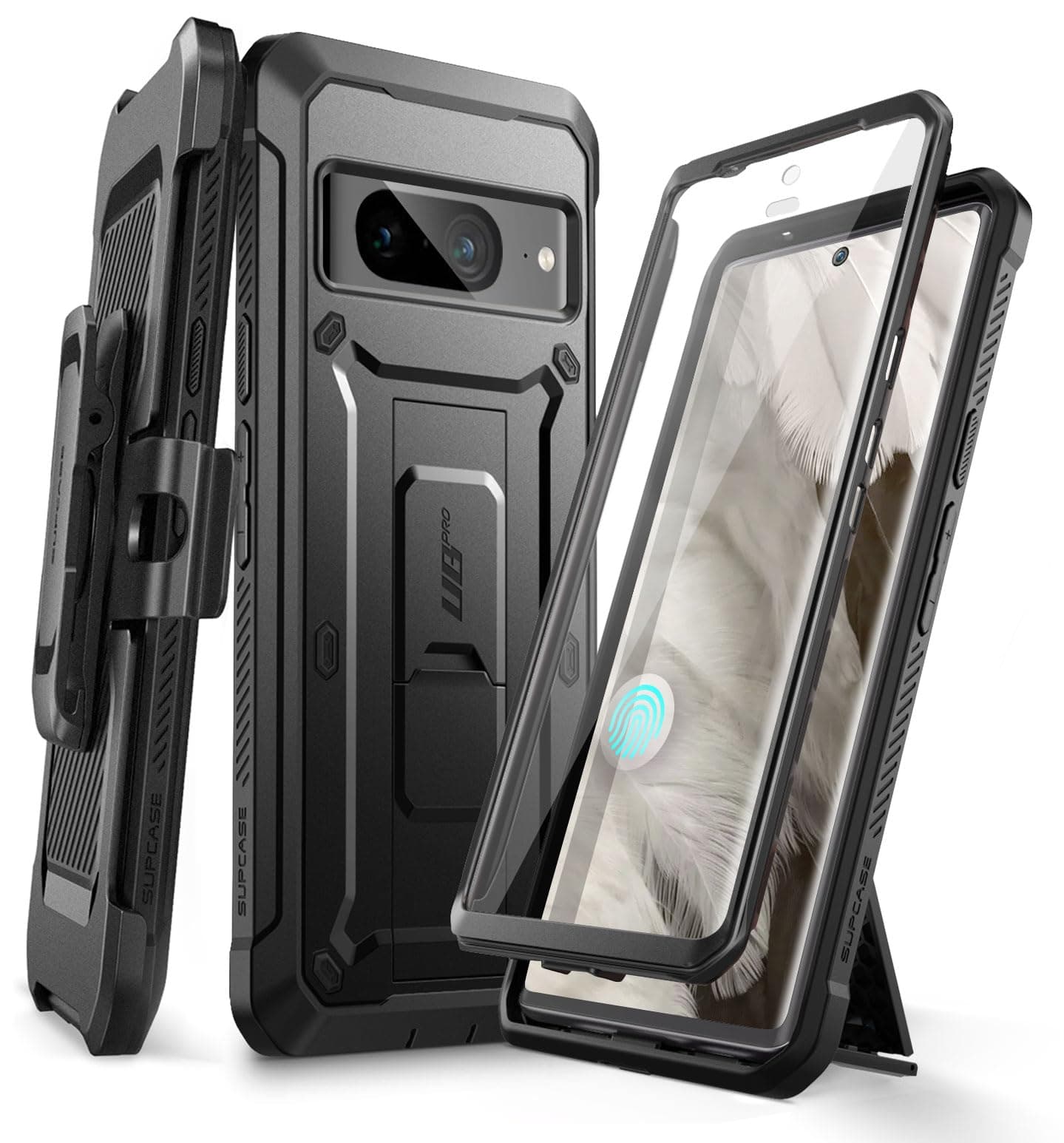 for Google Pixel 8A Case with Stand & Belt-Clip (Unicorn Beetle Pro), [Built-in Screen Protector] [Military-Grade Protection] Heavy Duty Rugged Kickstand Phone Case for Pixel 8A, Black