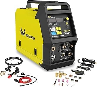 Weldpro 200A MIG Welder, 6 in 1 MIG/Flux Core/Stick/Spool Gun/AC/DC TIG Multi Process Welder 110V/220V, AC/DC TIG Welder with Foot Pedal Compatible Aluminum Welding Machine Omni 210