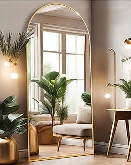 Floor Mirror, Full Length Mirror with Stand, Arched Wall Mirror, 27"x71"Mirror Full Length, Gold Floor Mirror Freestanding, Wall Mounted Mirror for Bedroom Living Room, Gold