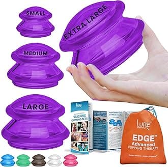 Silicone Cupping Therapy Set Professional Massage Cupping Cups for Cupping Therapy 4 Cup Kit for Massage, Myofascial Release, Cellulite Reduction (Lure Purple)