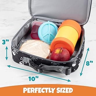 Bentology Lunch Bag for Boys- Kids Insulated Durable Lunchbox Tote Fits Bento Boxes, Containers, Jars & Water Bottles- Reusable School Lunch Sleeve w Clip on Handle- Keep Food Hotter or Colder Longer