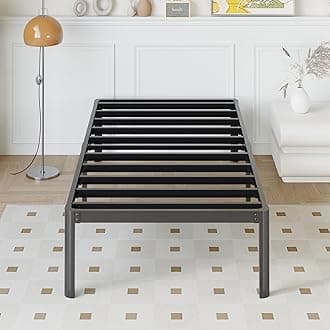 14 Inch Twin Bed Frames Rounded Corner Legs Heavy Duty Platform Twin Metal Bed Frame for Kids, Easy Assembly, Noise Free, No Box Spring Needed, Black.