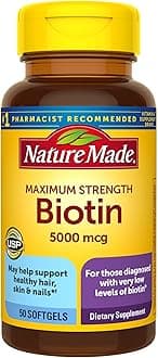 Maximum Strength Biotin 5000 mcg Softgels, 50 Count