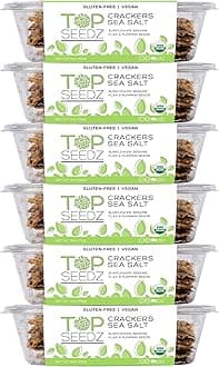 Top Seedz Certified Organic Gluten Free Sea Salt Seed Crackers | 6-Pack | 5 Ounces | Healthy Vegan Crackers with Plant Based Protein | Made of Sunflower, Flax, Sesame and Pumpkin Seed
