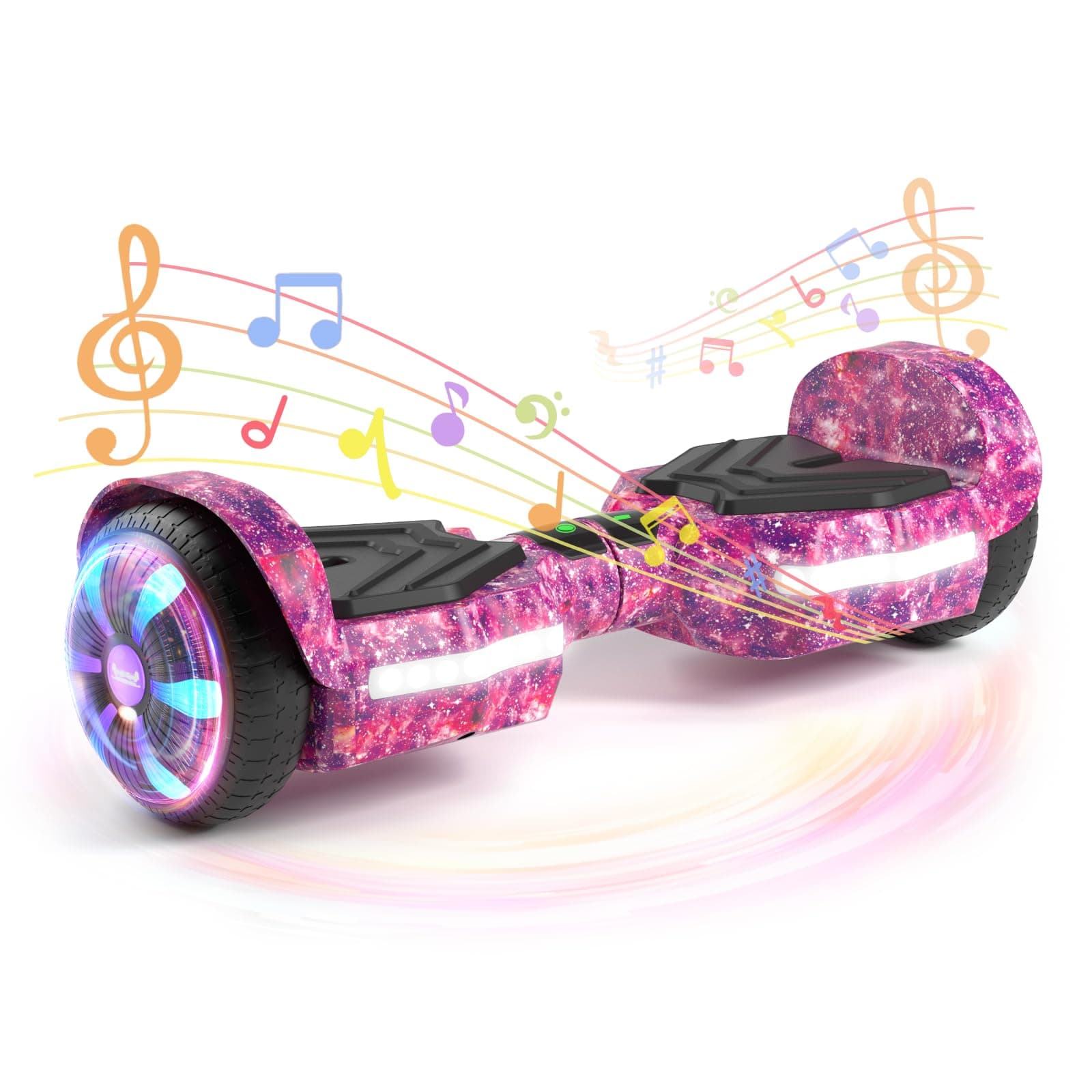 Scooter, Bluetooth Speakers and LED Light-Up Wheels, APP Control, Dual 250W Motors, 8.5 mph Max Speed & 8.5 Miles Max Range, Gifts for Kids Adults Girls Boys