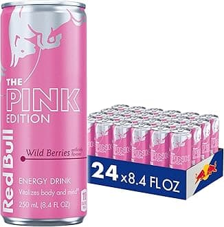 Red Bull Wild Berries, Pink Edition, with 80mg Caffeine plus Taurine & B Vitamins, 8.4 Fl Oz, Pack of 24 Cans