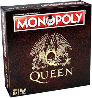 Winning Moves Queen Monopoly Board Game, Advance to Wembley, Hyde Park, The Forum Los Angeles, Take your chances with A Kind of Magic and In the Lap of the Gods cards, gift for players aged 8 plus
