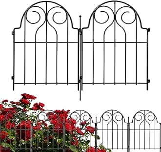 Samamixx Decorative Garden Fence, 10 Panels No Dig Metal Fencing 10.83ft(L) × 22in(H) Animal Barrier Border for Dog, Landscape Edging with No-Dig Stakes for Yard Lawn Patio Flower Beds Outdoor