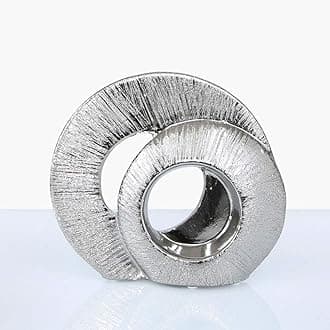 AngraveHome Silver Rounded Textured Abstract Swirl Sculpture Decoration Statement Piece Ornament