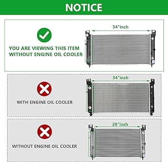 34" Core Radiator Complete Assembly Compatible with 2000-2009 Tahoe 4.8L 2008-2009 Tahoe 6.0L 6.2L 2000-2014 Tahoe 5.3L 2000 Tahoe 5.7L 2423